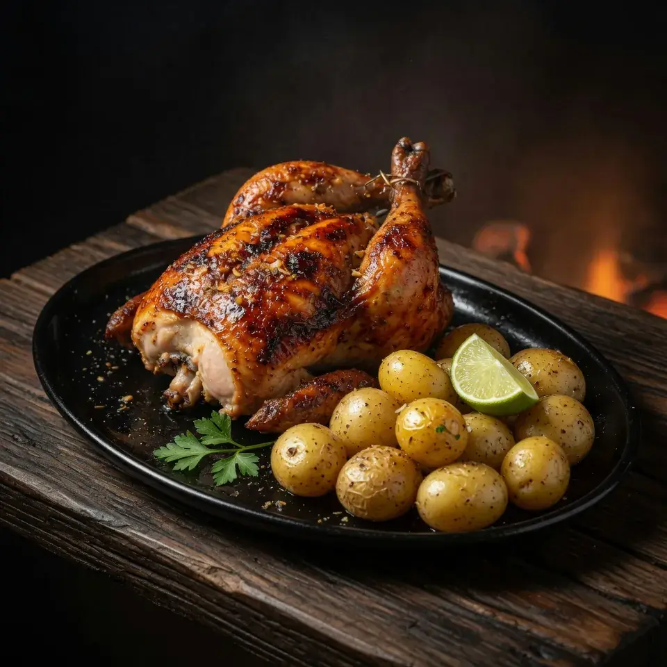 Pollo entero a la brasa al carbón — Oh My Grill Brasas